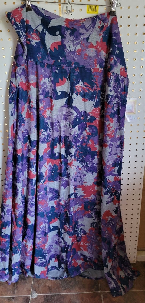 LuLaRoe Women's Maxi Skirt - Purple and Red Abstract
